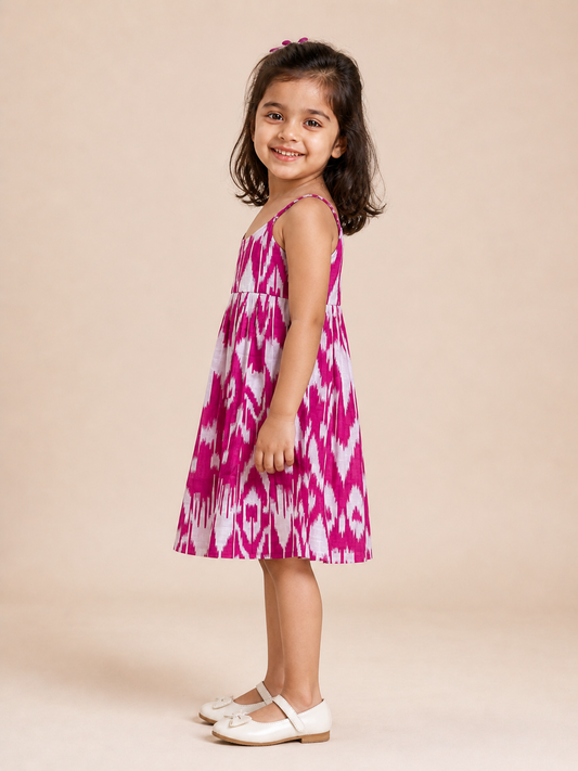 Pink Twirl Ikat Dress