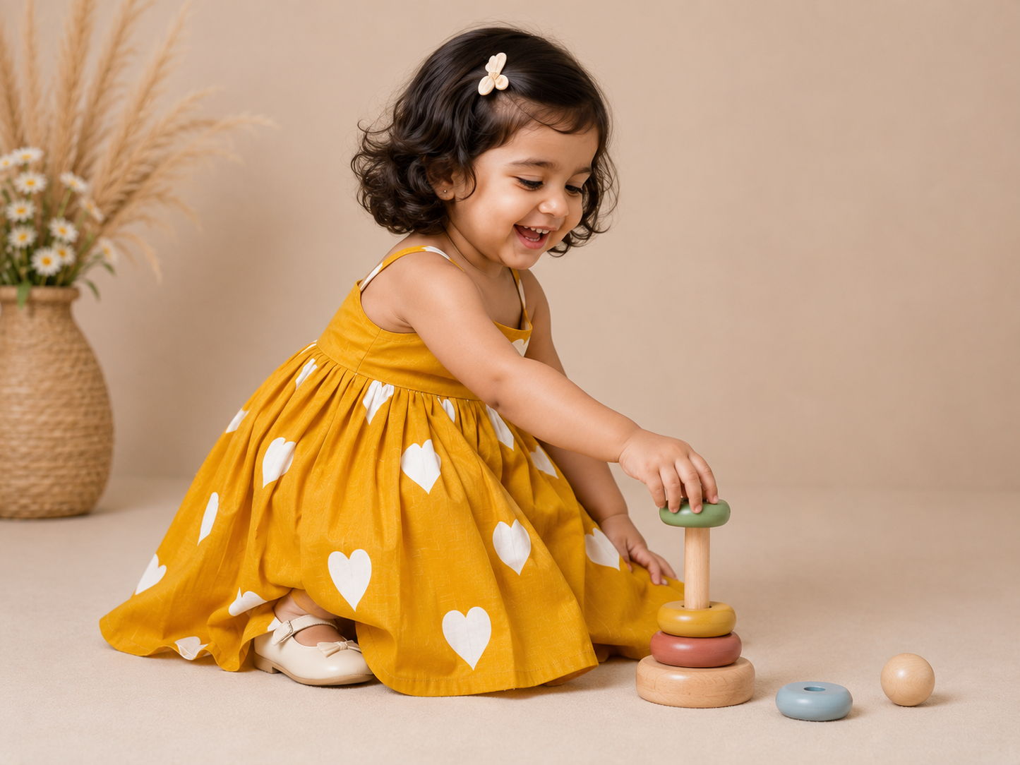 Yellow Heart Toddler Dress