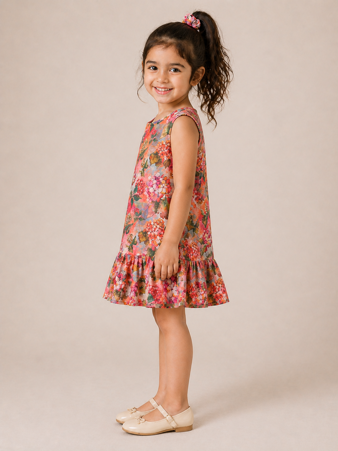 Floral Breeze A-Line Dress for Girls