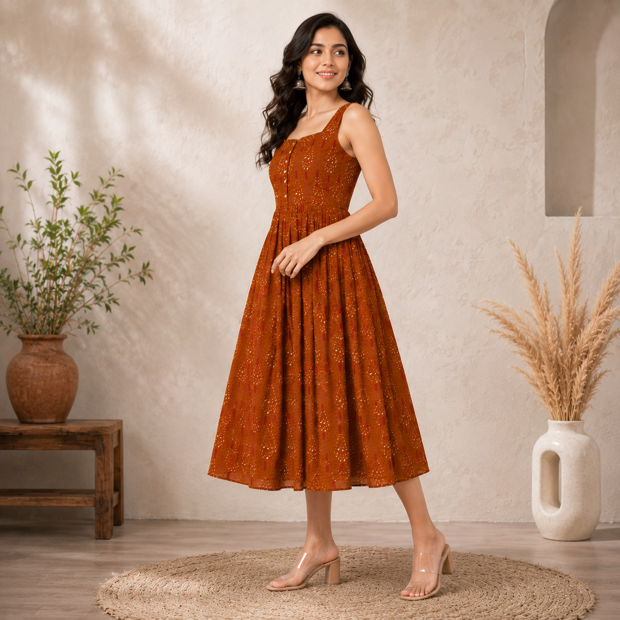 Amber Glow Gathered Maternity Maxi Dress| Nursing Access