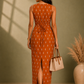 Rust Orange Bodycon Maxi Dress
