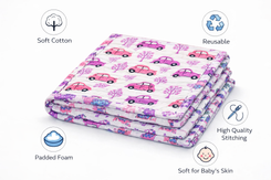 Baby Nappy Changing Mat Combo – Pack of 2 (Lavender Peach Car + Pink Dino)