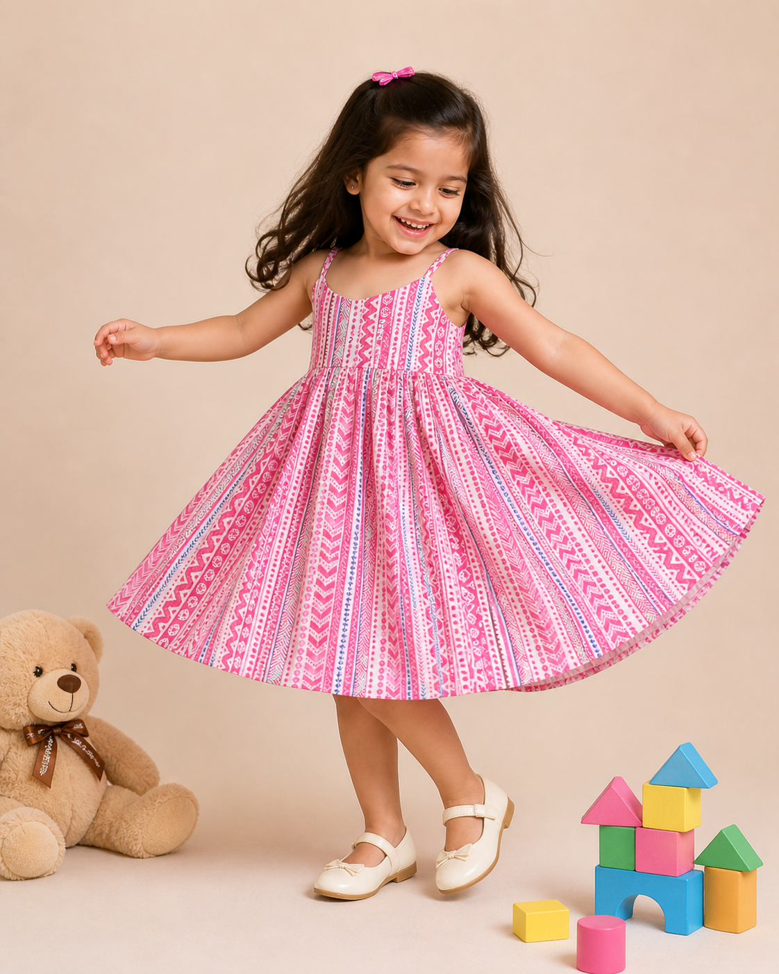 Pink Stripe Twirl Dress
