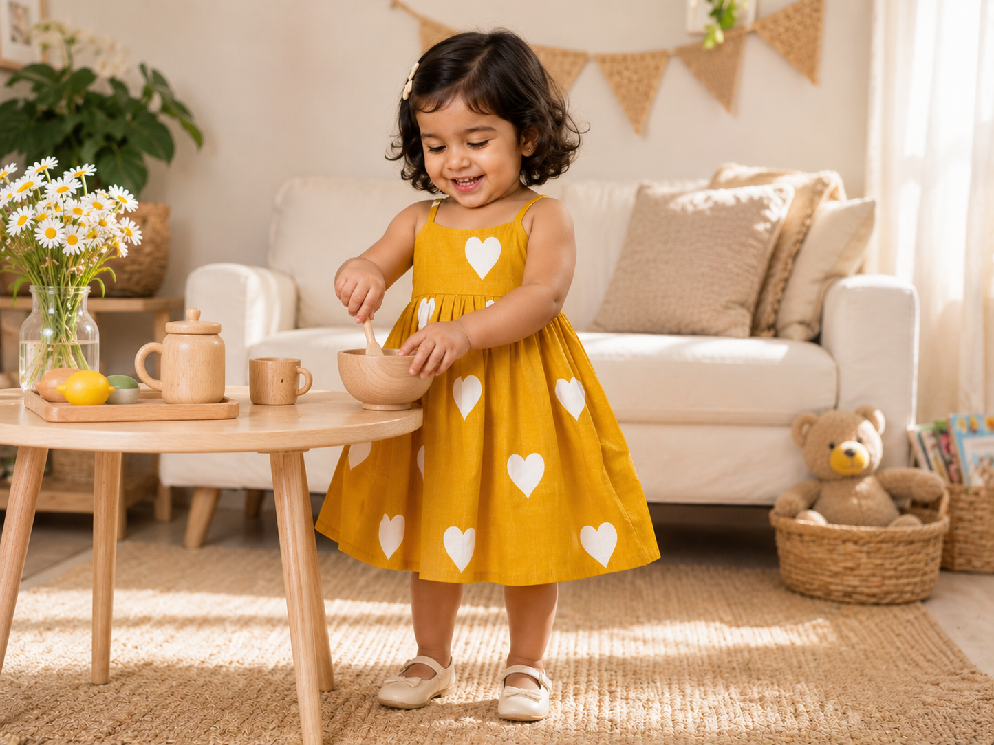 Yellow Heart Toddler Dress