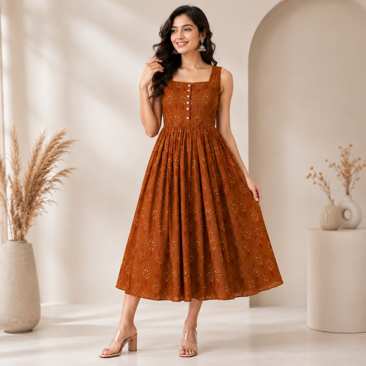 Amber Glow Gathered Maternity Maxi Dress| Nursing Access