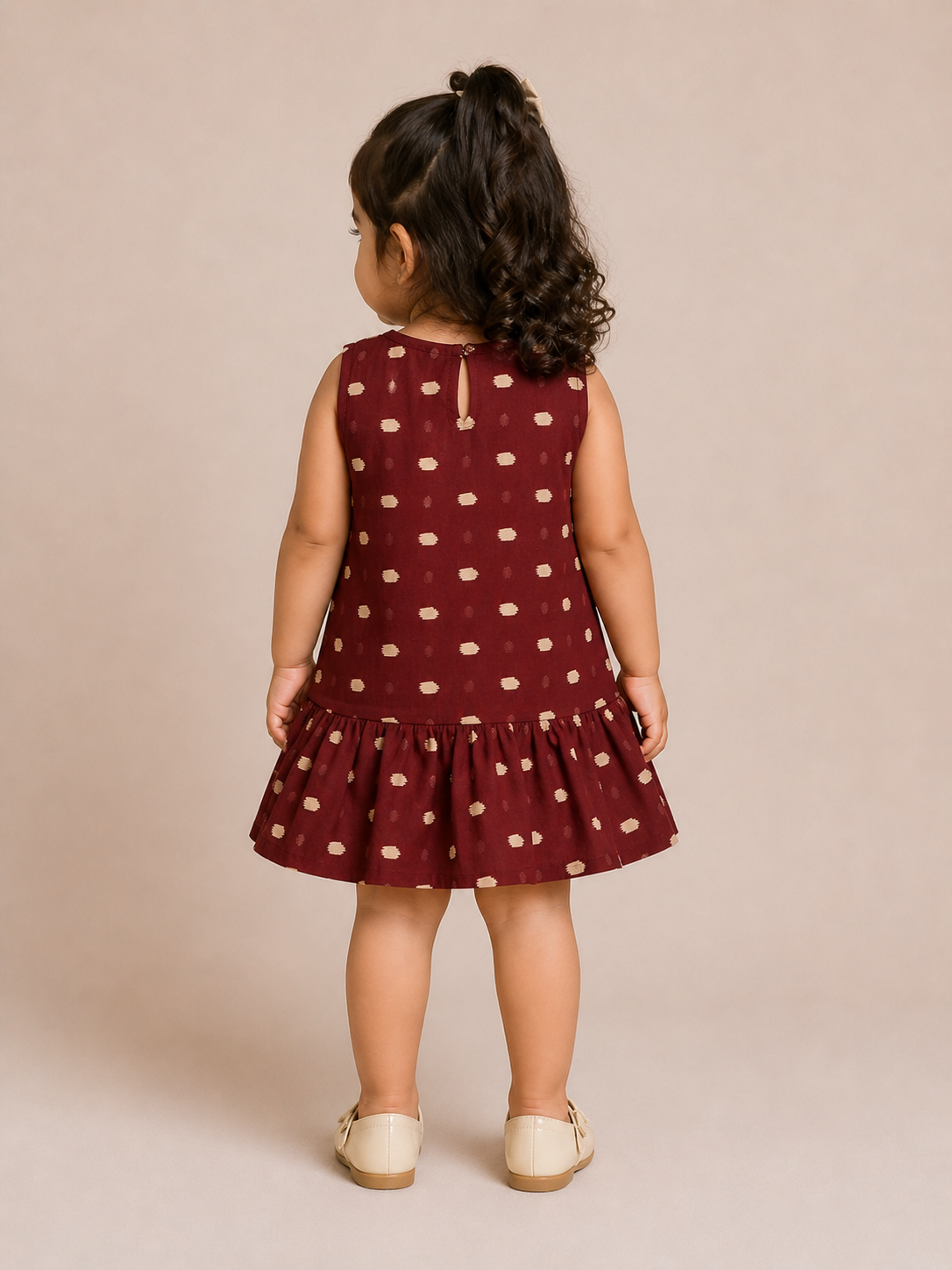 Maroon Dot Twirl Dress