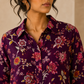 Wine Blossom Maternity Shirt Midi Dress