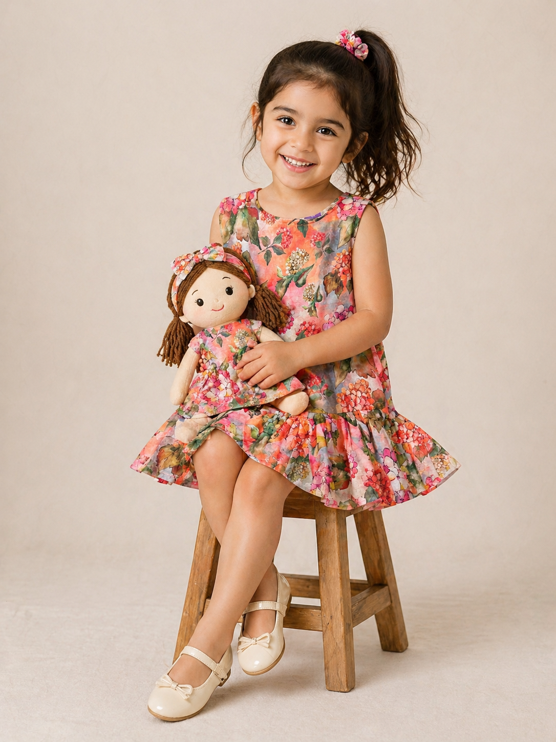 Floral Breeze A-Line Dress for Girls