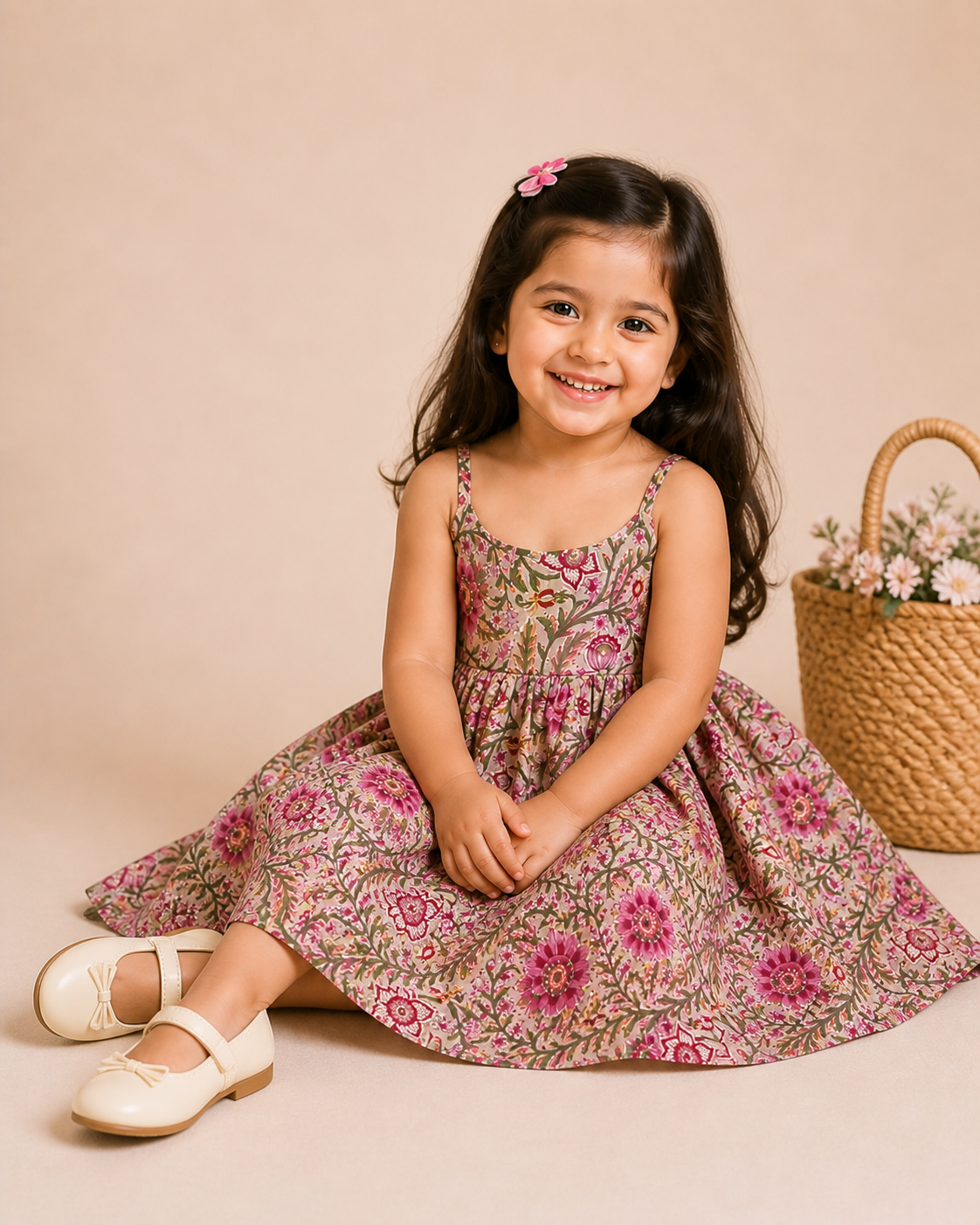 Beige Garden Twirl Dress