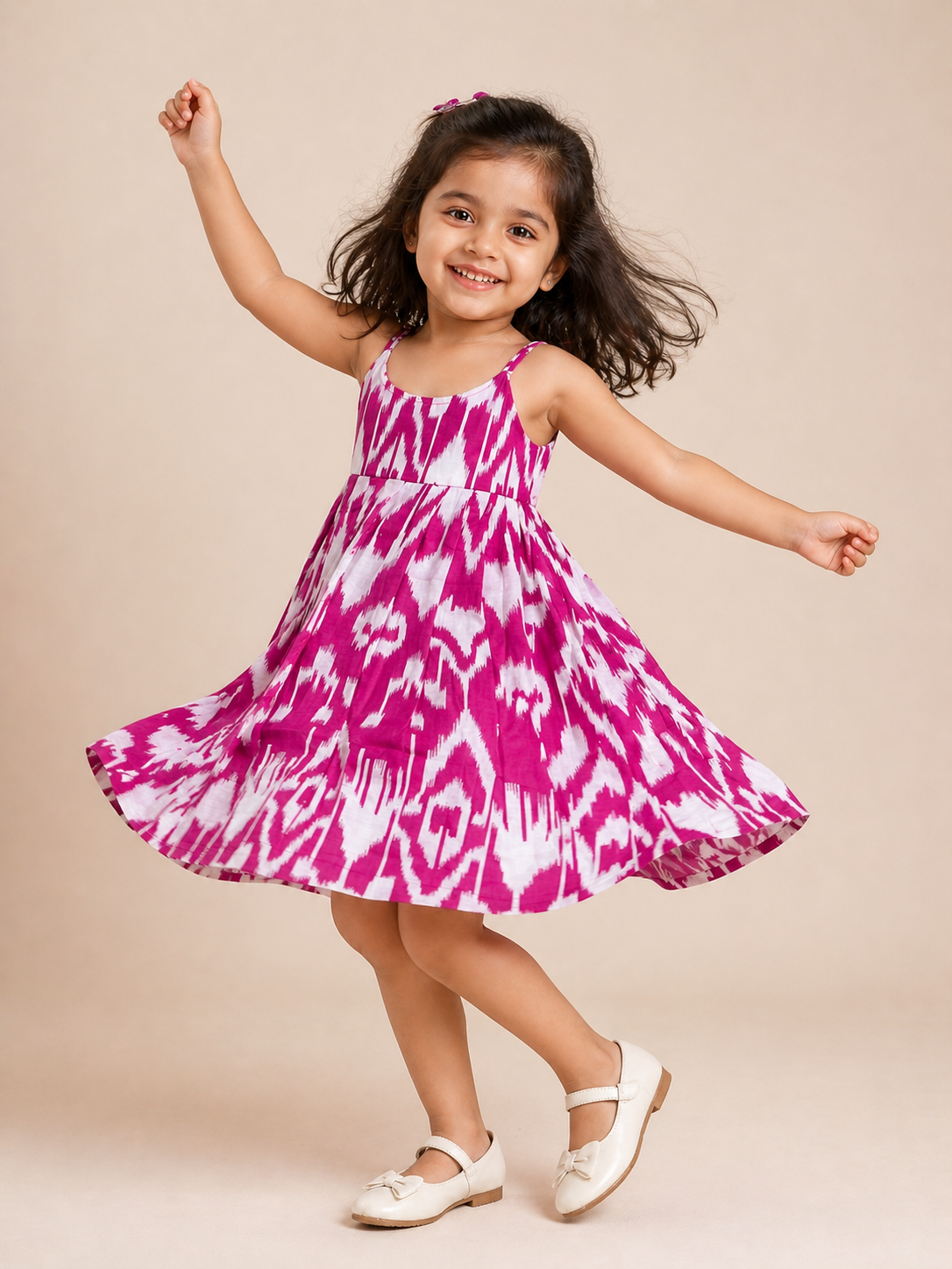 Pink Twirl Ikat Dress