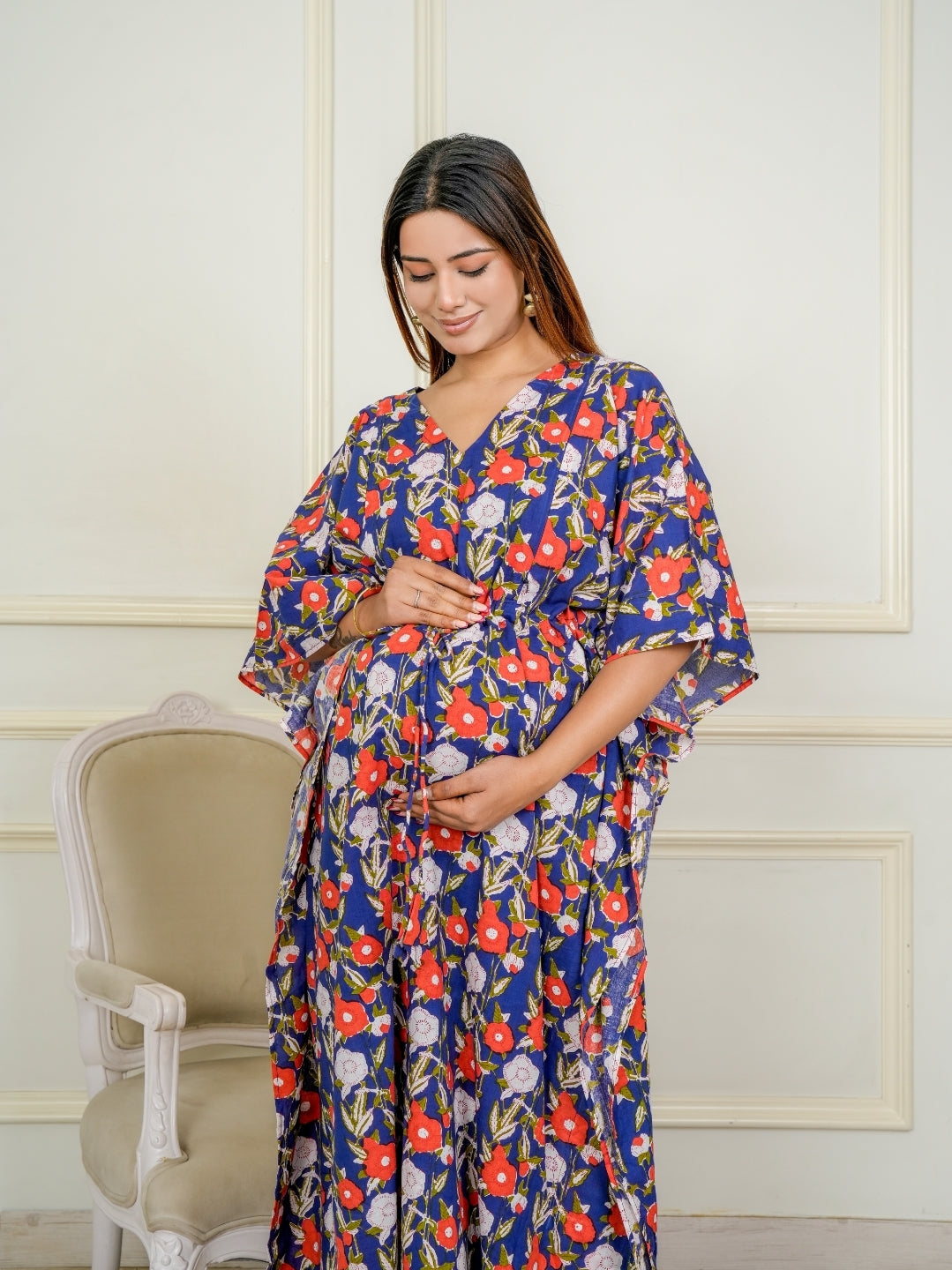 Ocean blue maternity kaftan