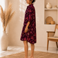 Wine Blossom Maternity Shirt Midi Dress
