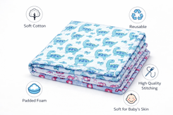 Baby Nappy Changing Mat Combo – Pack of 2 (Teal Dino + Sky Blue Teddy)