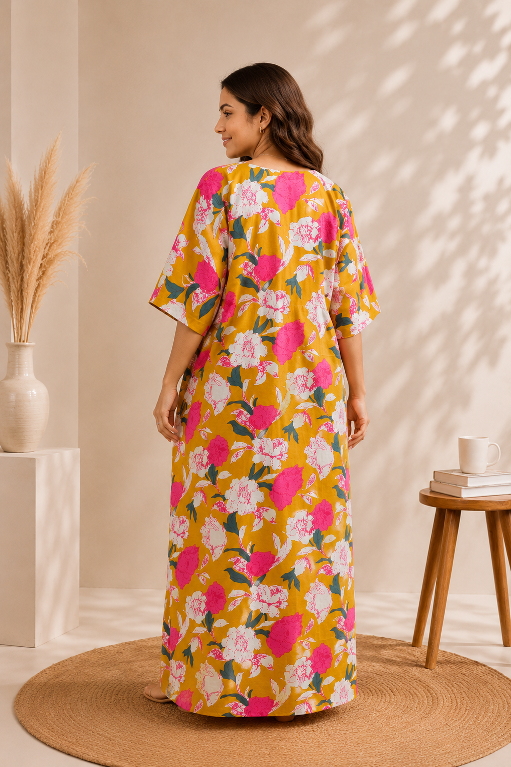 Mustard Floral Home Dress