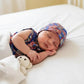 Blue Block Print Maternity Kaftan and Newborn Jabla Combo