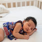 Blue Block Print Maternity Kaftan and Newborn Jabla Combo