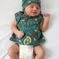 Blue Maternity Kaftan and Teal Floral Newborn Jabla Combo