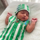 Turquoise Maternity Kaftan and Green Stripe Newborn Combo