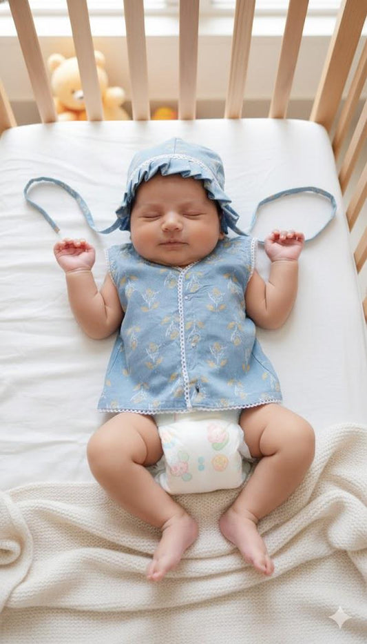 Maternity Kaftan and Newborn Jabla Combo in Blue Floral