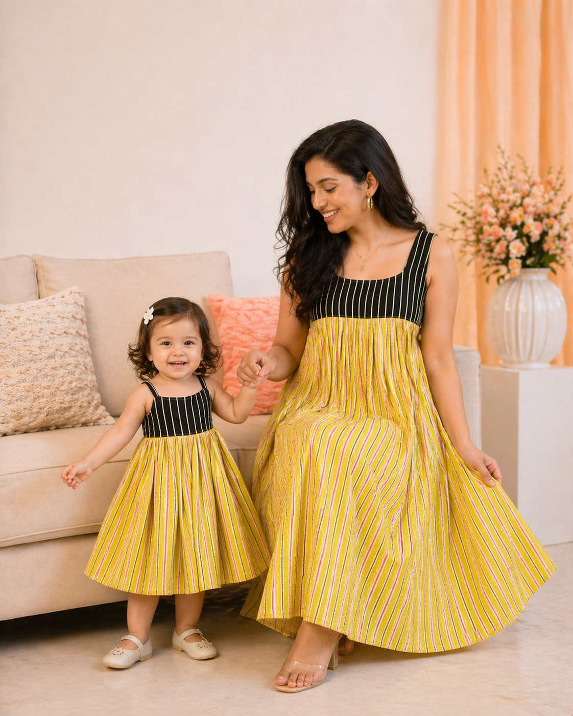 Sunshine Stripes Mommy & Me Matching Dress Set