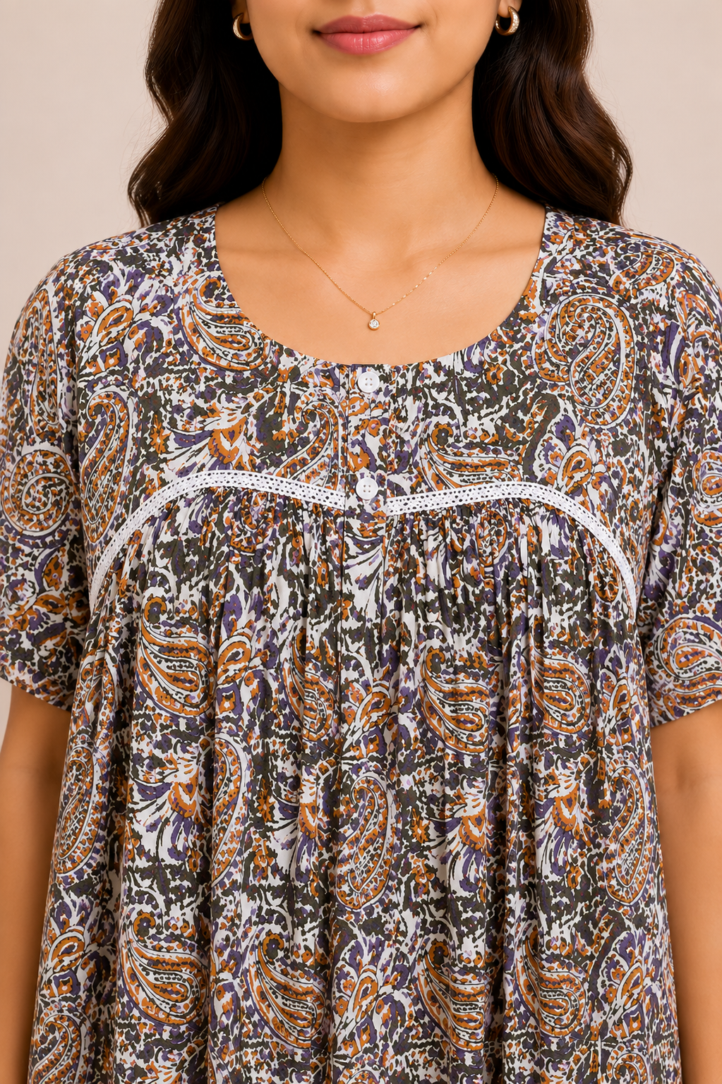 Paisley Print Maternity Home Dress
