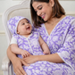 Matching Lavender Maternity Kurti and Newborn Jabla Combo