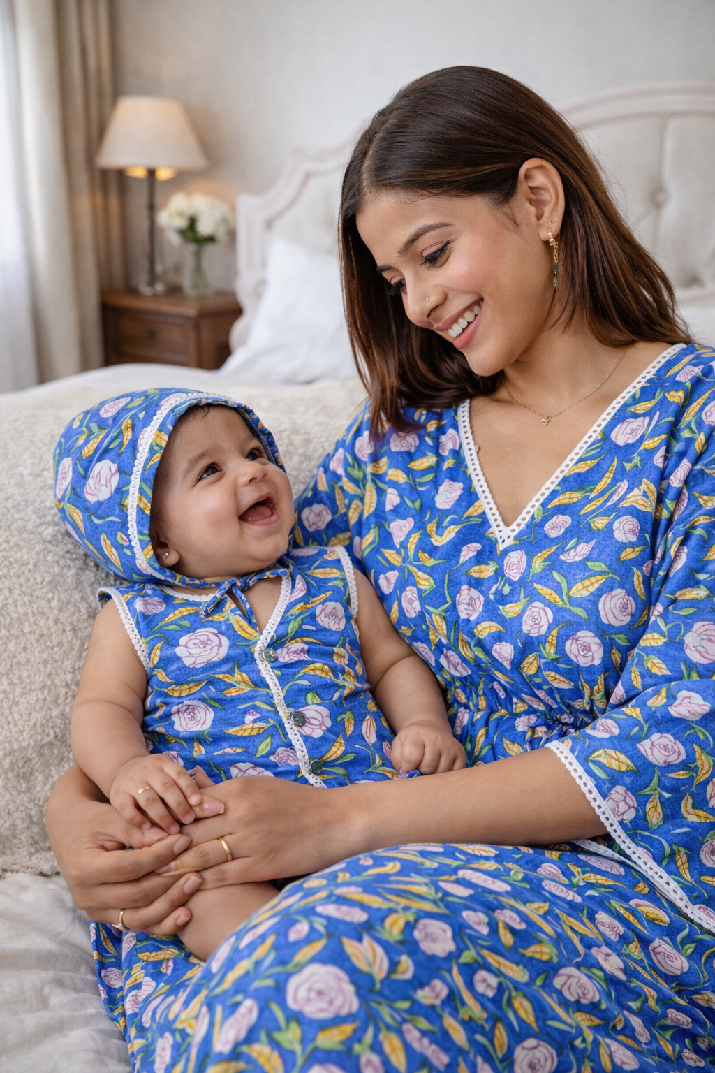 Turquoise Kaftan & Blue Botanical Baby Set