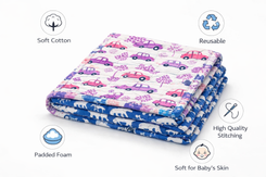 Baby Nappy Changing Mat Combo – Pack of 2 (Blue + Lavender Peach Car)
