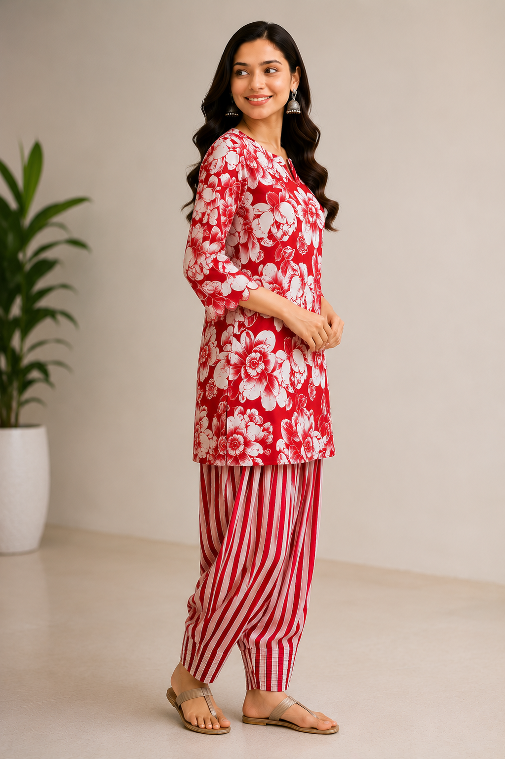 Ruby Bloom Kurta &amp; Farsi Pant Co-ord Set