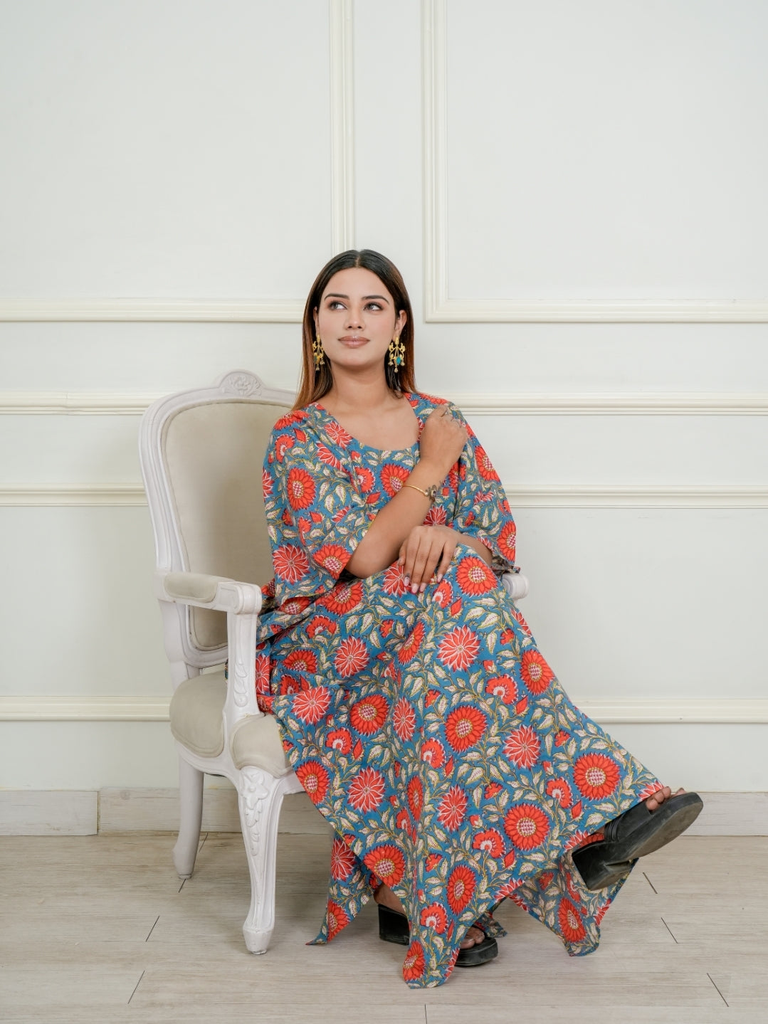 Teal blue for you maternity kaftan