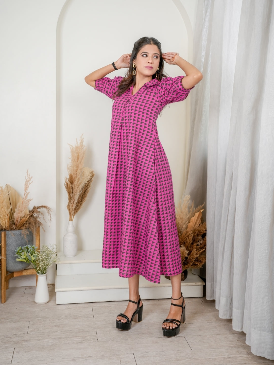 Dusky Pink Midi Dress