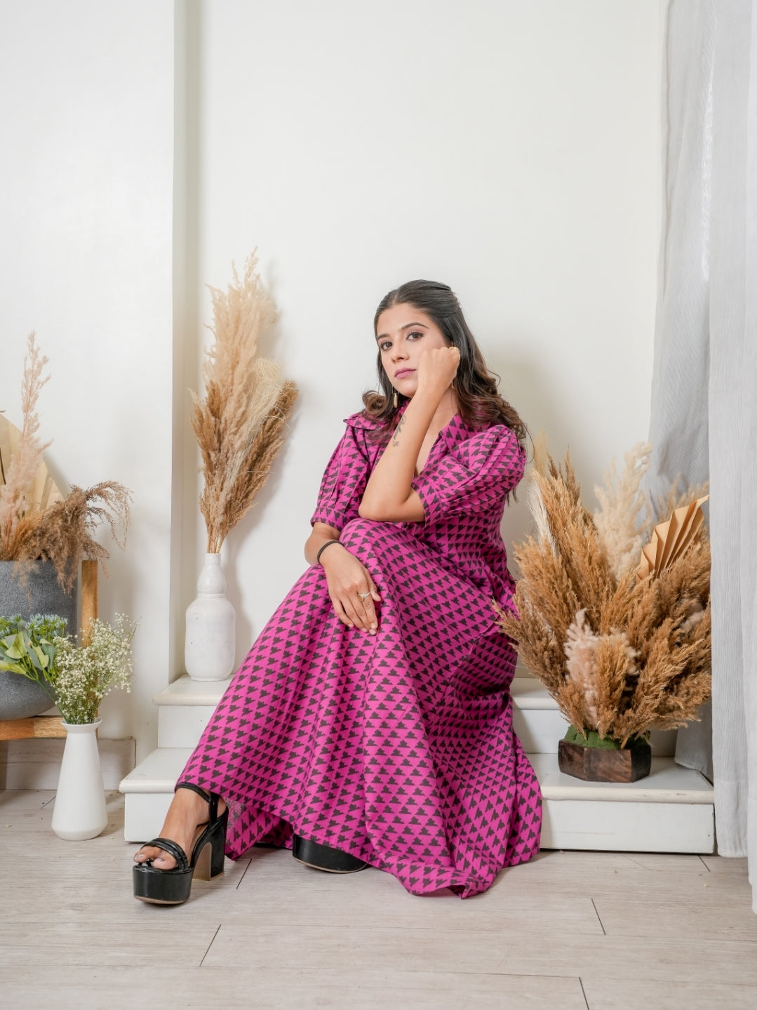 Dusky Pink Midi Dress