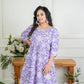 Lavender Blossom A-Line Floral Casual Kurti