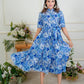 Blue Flower Midi Dress