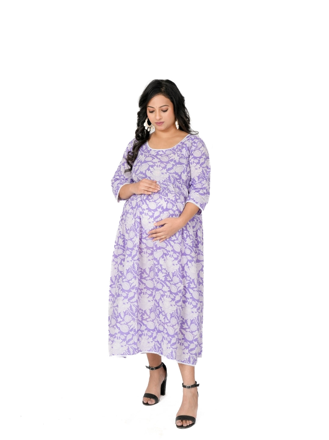 Lavender Blossom A-Line Floral Casual Kurti