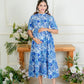 Blue Flower Midi Dress