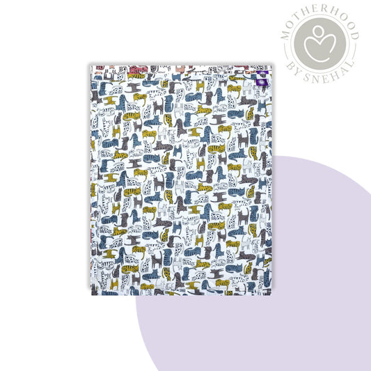Baby Nappy Changing Mat – Grey Yellow Cat Print
