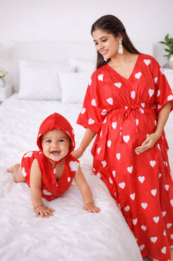 Blooming Red Kaftan & Red Heart Baby Outfit