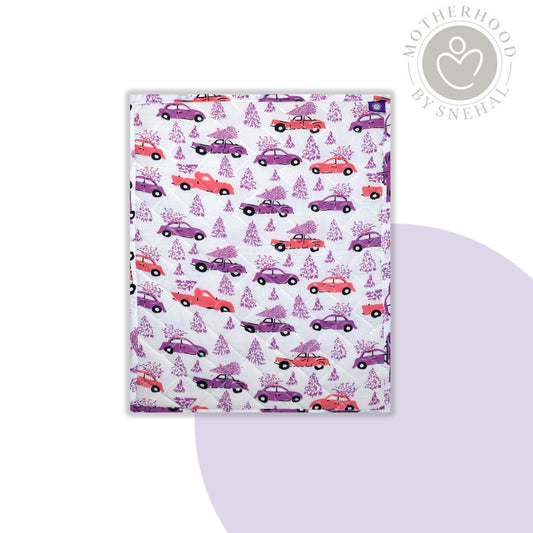 Baby Nappy Changing Mat – Lavender Peach Car Print