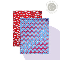 Baby Nappy Changing Mat Combo – Pack of 2 (Sky Blue Teddy + Red)