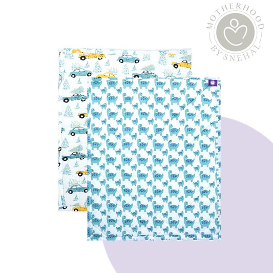 Baby Nappy Changing Mat Combo – Pack of 2 (Teal Yellow Car + Teal Dino)