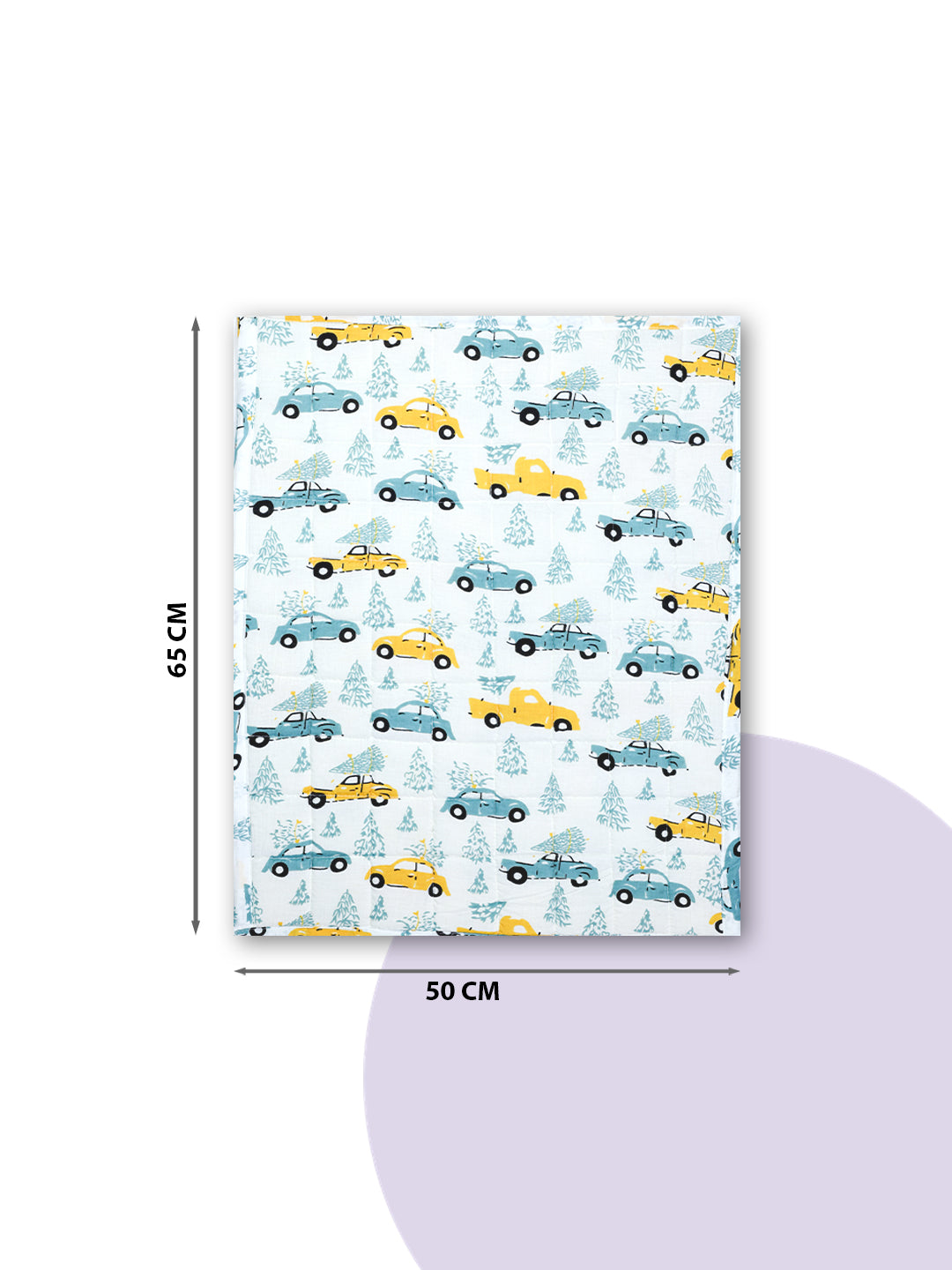 Cotton Baby Nappy Changing Mat Combo – Pack of 3 (Lavender Peach Car + Teal Yellow Car + Teal Dino)