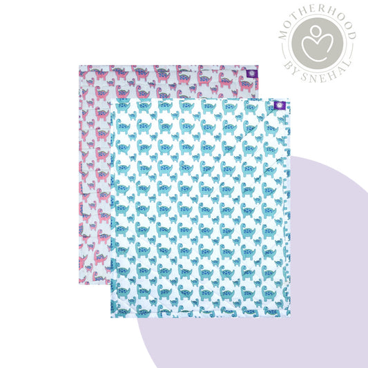 Baby Nappy Changing Mat Combo – Pack of 2 (Pink Dino + Teal Dino)