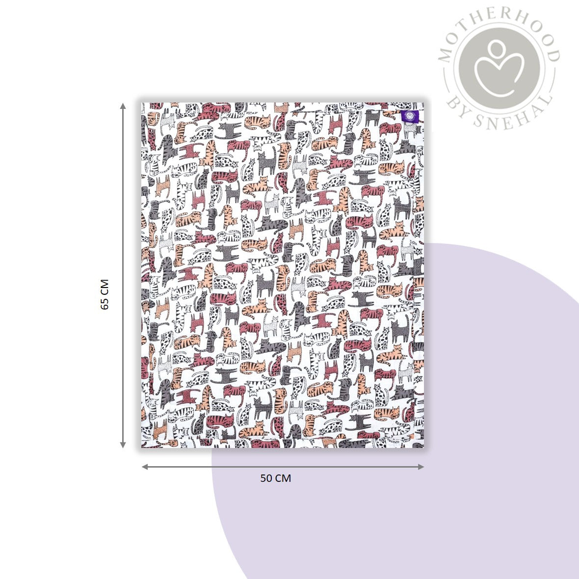 Baby Nappy Changing Mat – Grey Brown Cat Print