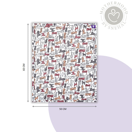 Baby Nappy Changing Mat – Grey Brown Cat Print