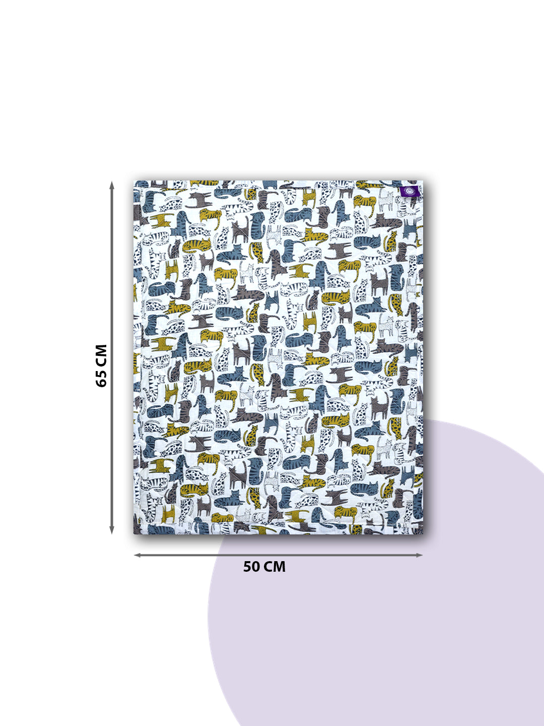 Cotton Baby Nappy Changing Mat Combo – Pack of 3 (Grey Brown Cat + Grey Yellow Cat + Blue)