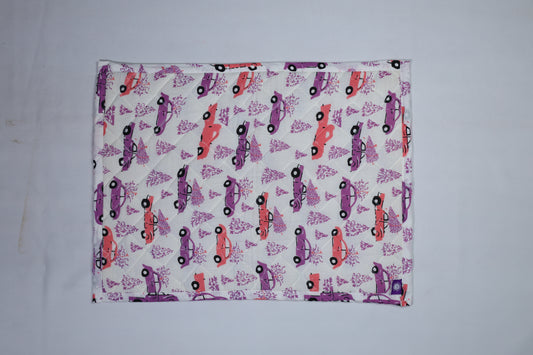 Baby Nappy Changing Mat Combo – Pack of 2 (Lavender Peach Car + Teal Yellow Car)