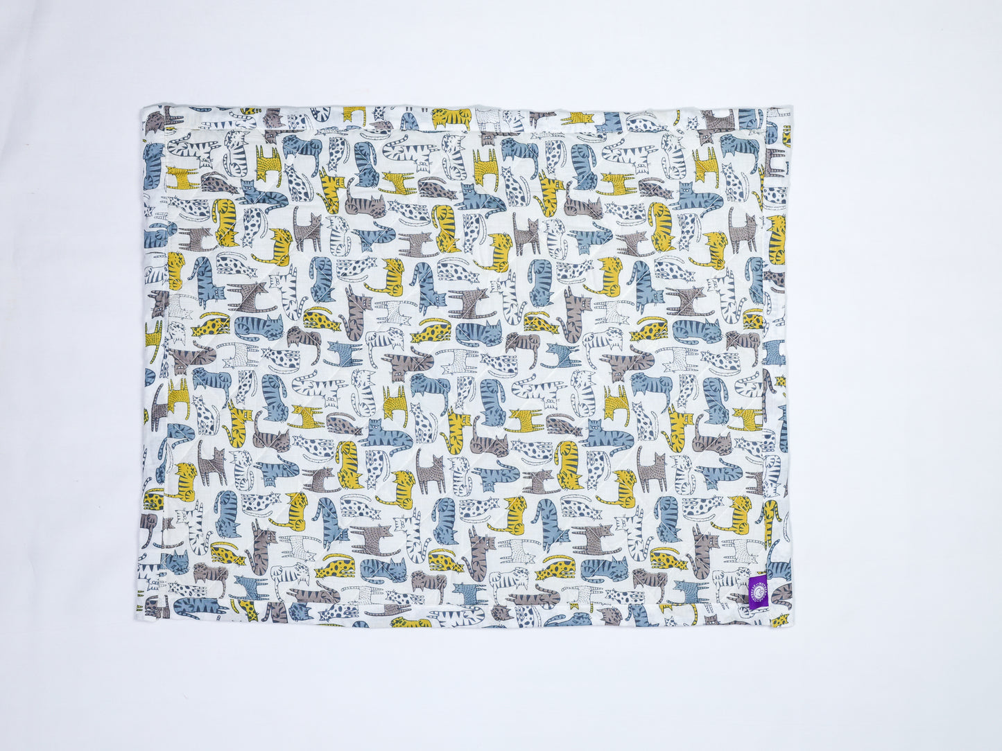 Baby Nappy Changing Mat – Grey Yellow Cat Print