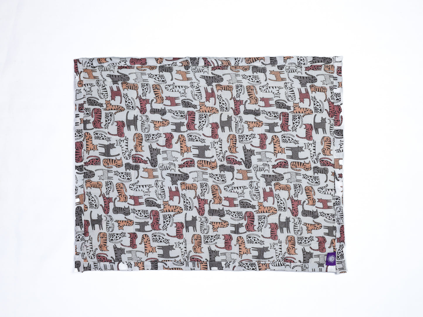 Cotton Baby Nappy Changing Mat Combo – Pack of 3 (Grey Brown Cat + Grey Yellow Cat + Pink Dino)