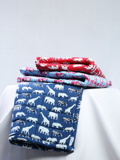 Cotton Baby Nappy Changing Mat Combo – Pack of 3 (Red + Blue + Sky Blue Teddy)